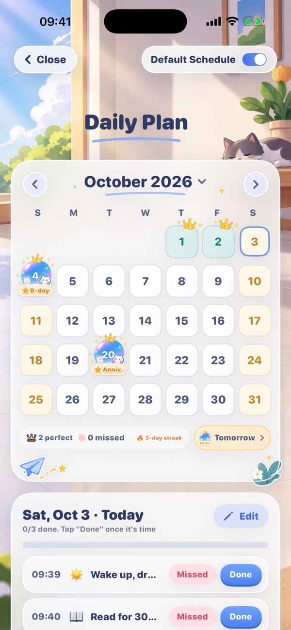 Daily Plan calendar